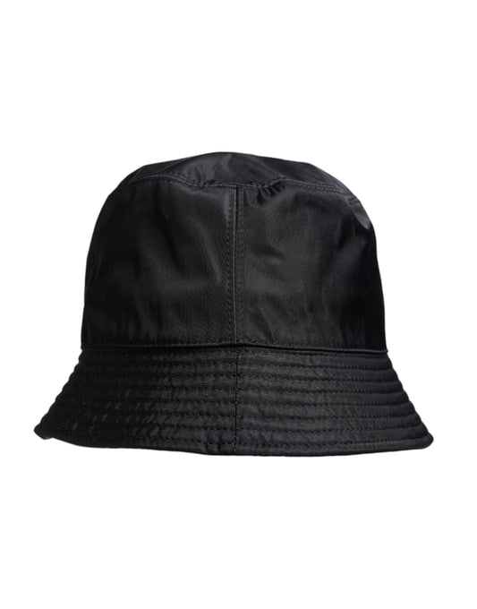 Black Cotton Wide Brim Bucket Hat-Dolce & Gabbana-LabelTerrace.com