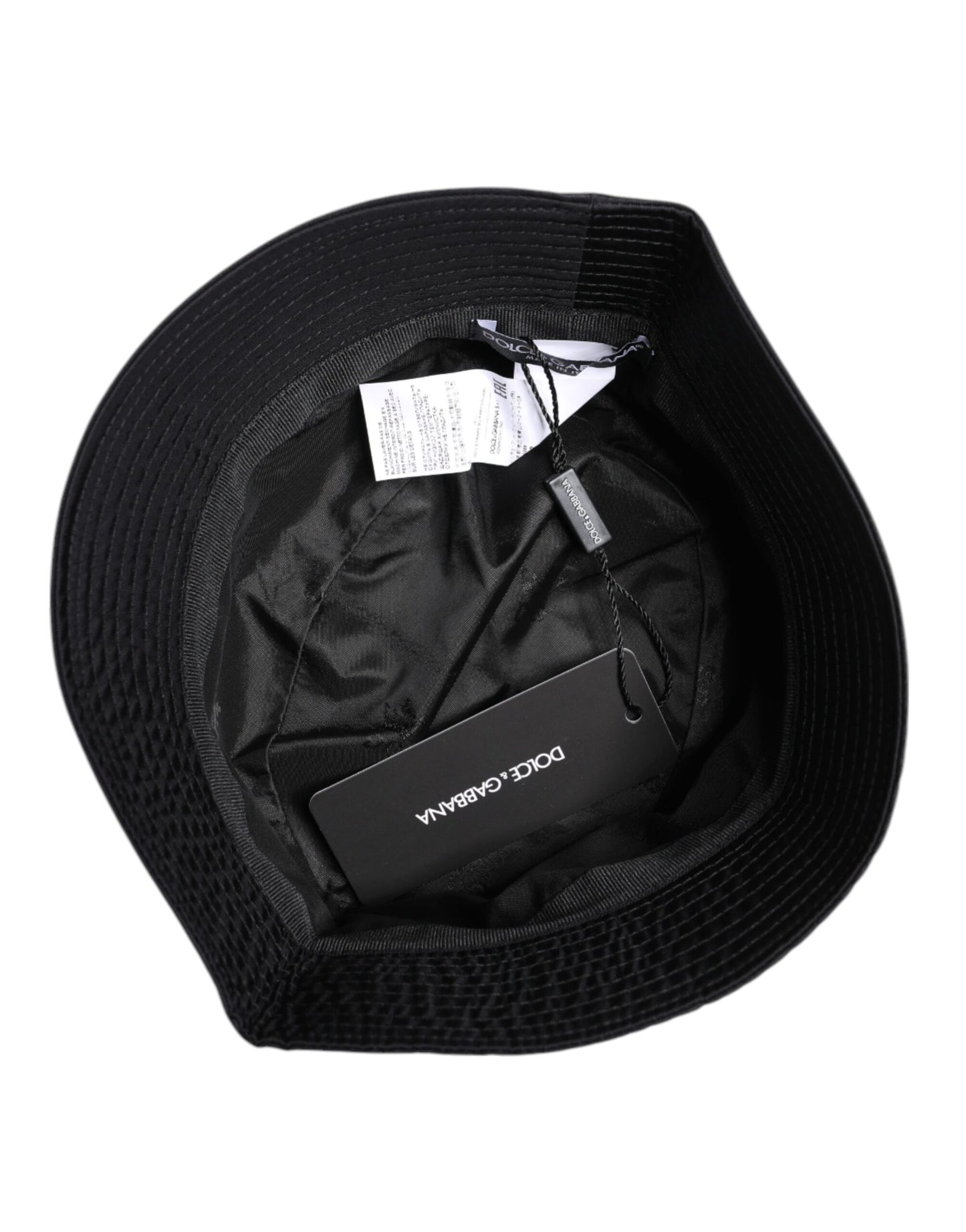 Black Cotton Wide Brim Bucket Hat-Dolce & Gabbana-LabelTerrace.com