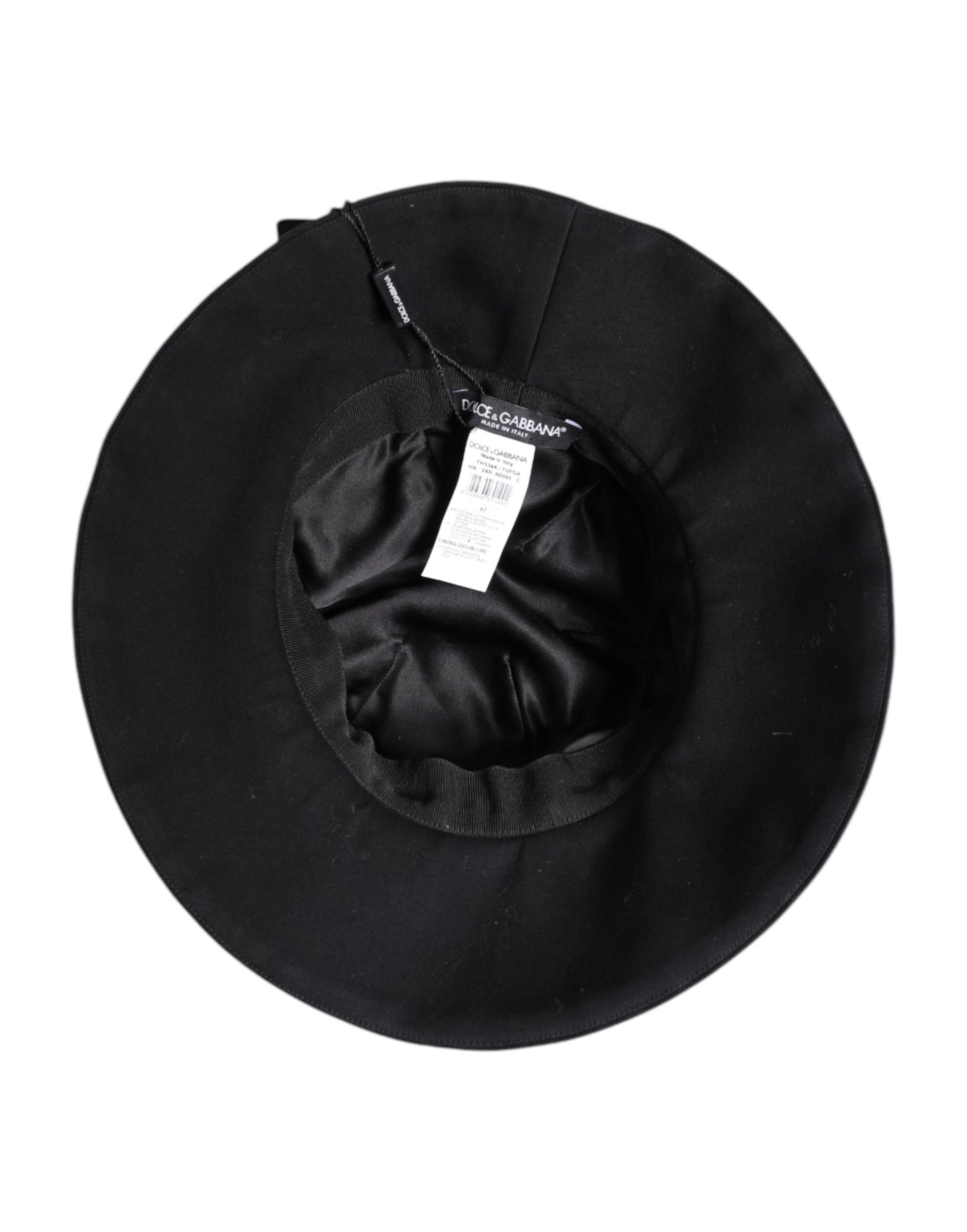 Black Cotton Wide Brim Bucket Hat-Dolce & Gabbana-LabelTerrace.com