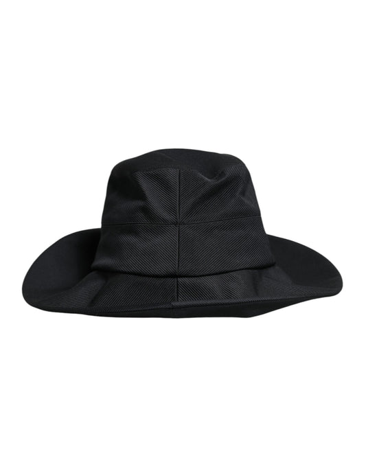 Black Cotton Wide Brim Fedora Hat-Dolce & Gabbana-LabelTerrace.com