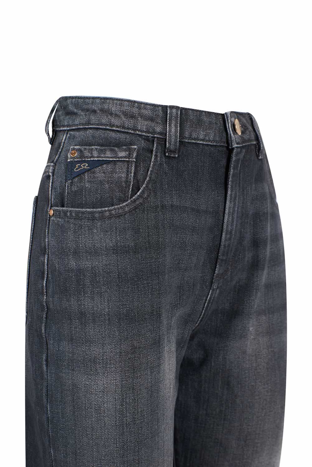 Sorte bomulds højtaljede damejeans