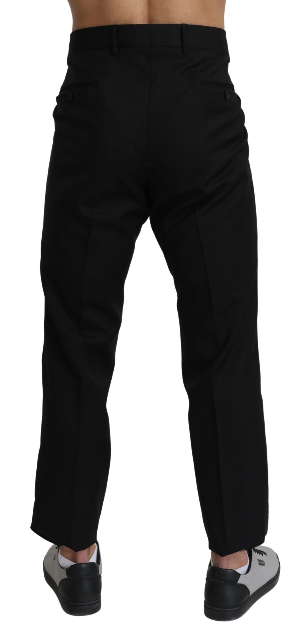 Black Cotton Wool Formal Dress Pants-Dolce & Gabbana-LabelTerrace.com