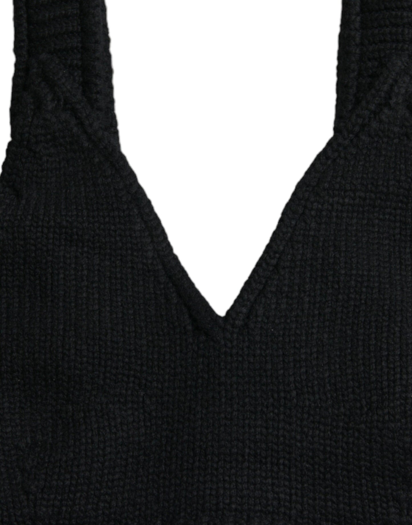 Black Cropped Cashmere V-neck Bustier Top-Dolce & Gabbana-LabelTerrace.com