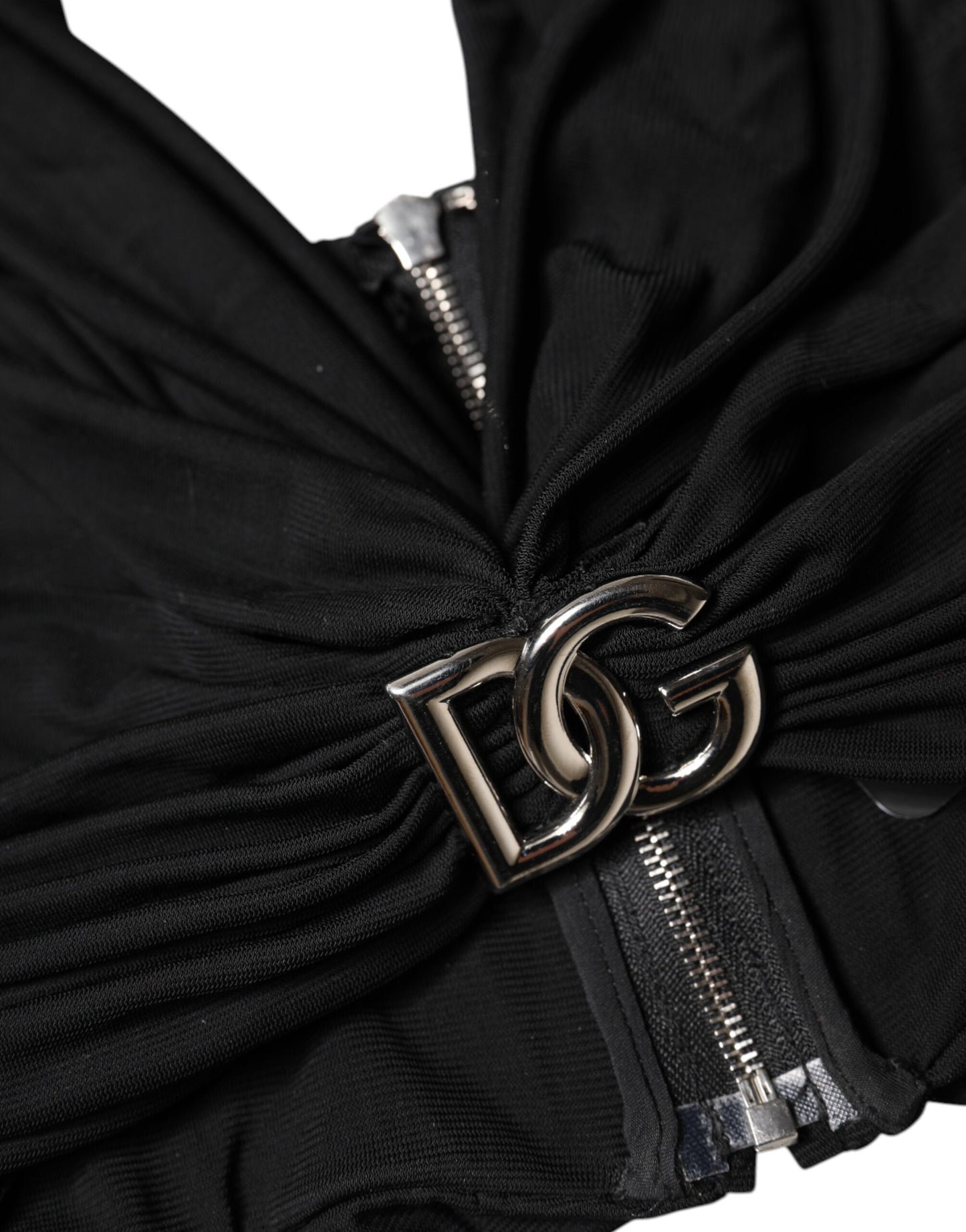 Black Cropped Viscose Halter Bustier Top-Dolce & Gabbana-LabelTerrace.com