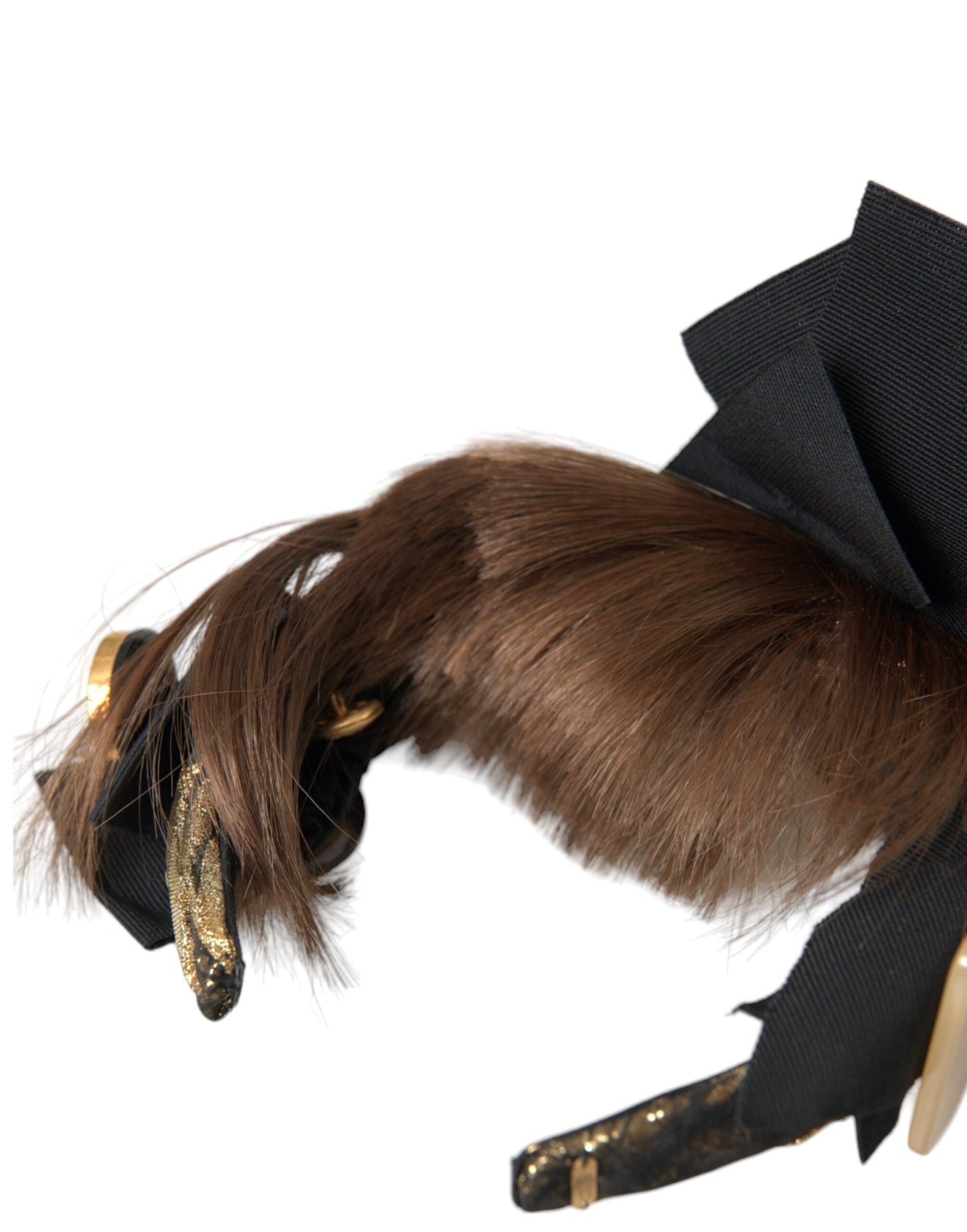 Black Crystal Button Brown Hair Women Headband Diadem-Dolce & Gabbana-LabelTerrace.com