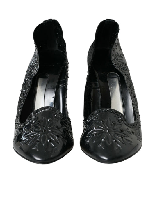 Black Crystal CINDERELLA Heels Pumps Shoes-Dolce & Gabbana-LabelTerrace.com