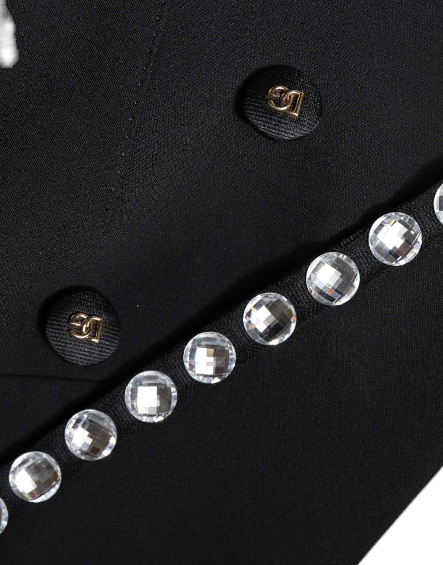 Black Crystal Double Breasted Blazer Jacket-Dolce & Gabbana-LabelTerrace.com