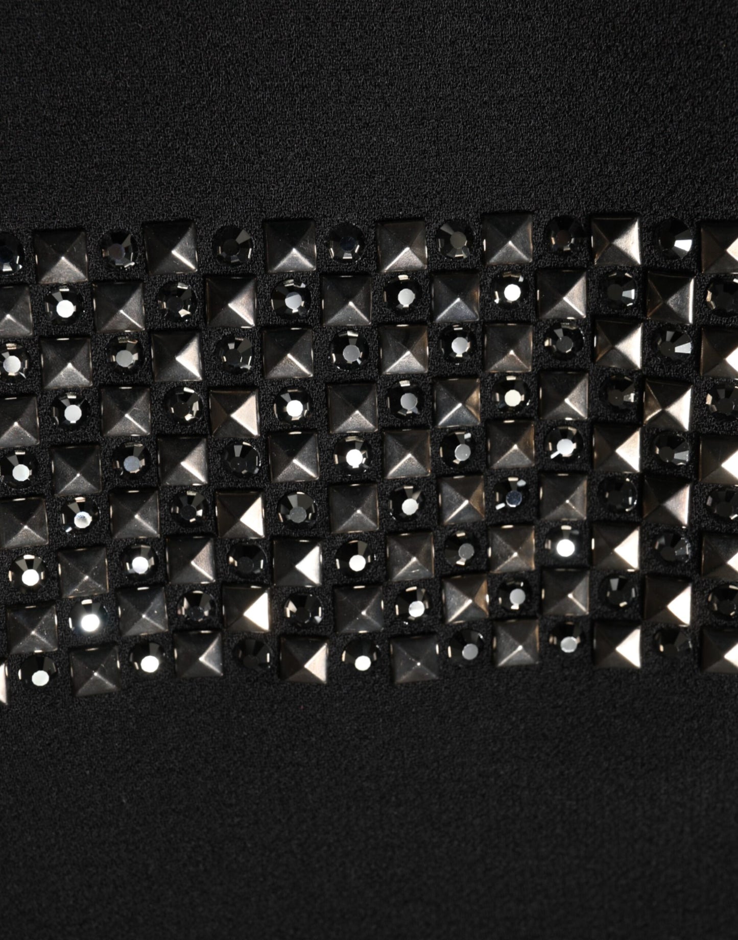 Black Crystal Embellished Collared Mini Dress-Dolce & Gabbana-LabelTerrace.com