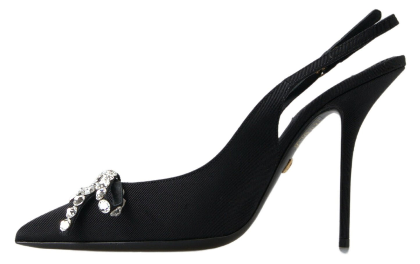 Black Crystal Embellished Slingback Heel Shoes-Dolce & Gabbana-LabelTerrace.com