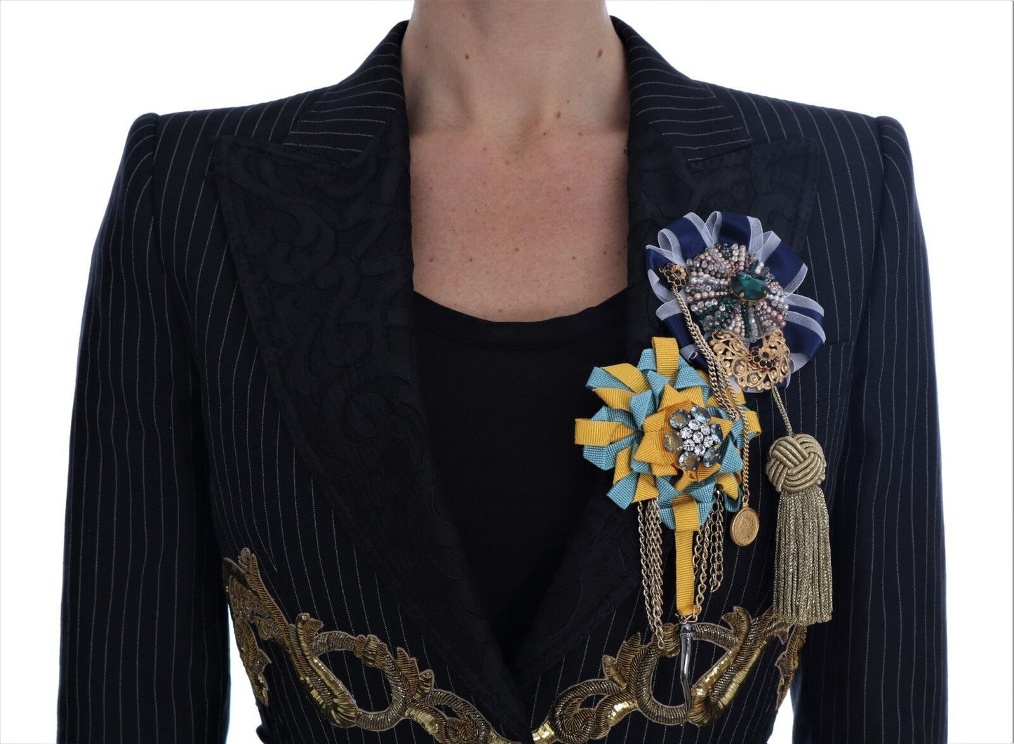 Black Crystal Fairy Tale Blazer Jacket-Dolce & Gabbana-LabelTerrace.com