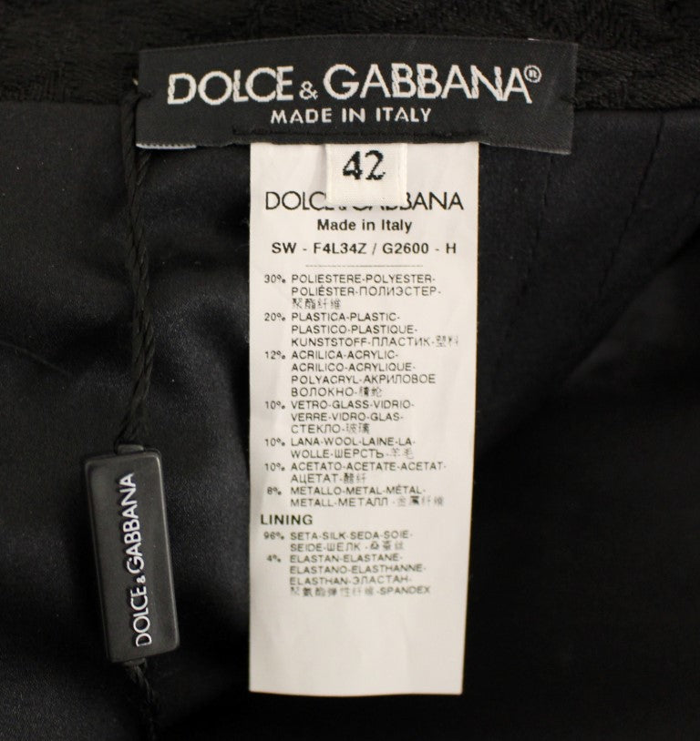 Black Crystal Handmade Above Knee Skirt-Dolce & Gabbana-LabelTerrace.com