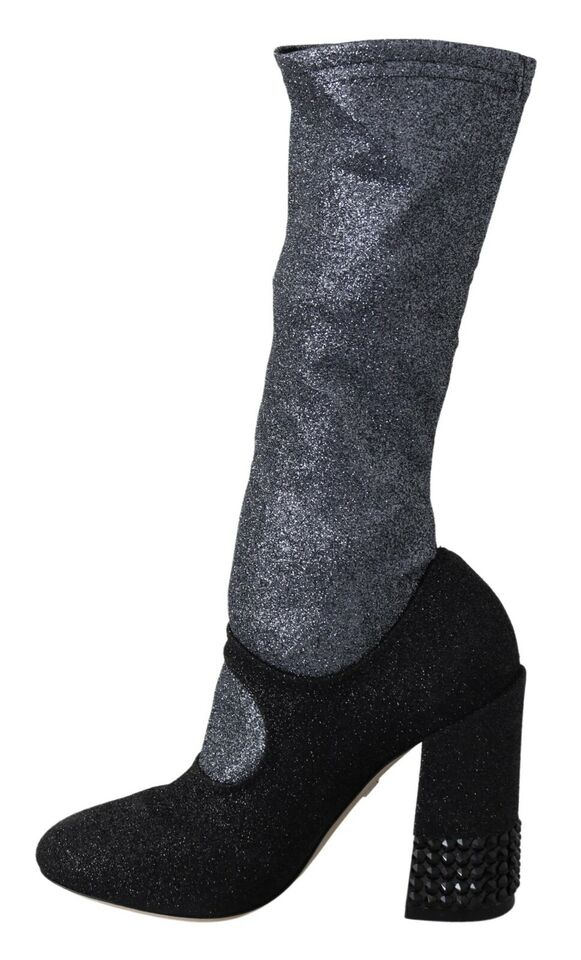 Black Crystal Mary Janes Booties Shoes-Dolce & Gabbana-LabelTerrace.com