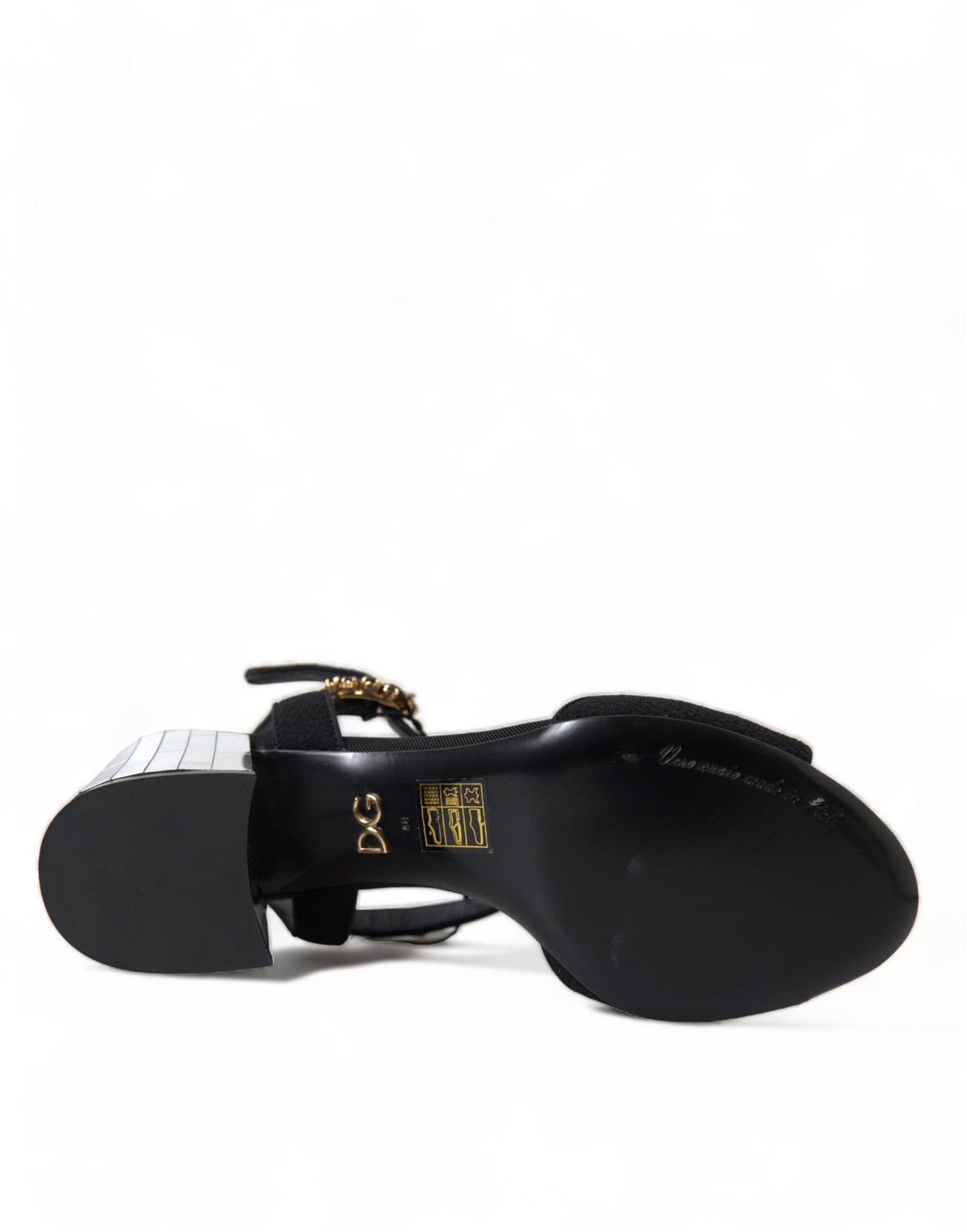 Black Crystals Ankle Strap Sandals Shoes-Dolce & Gabbana-LabelTerrace.com