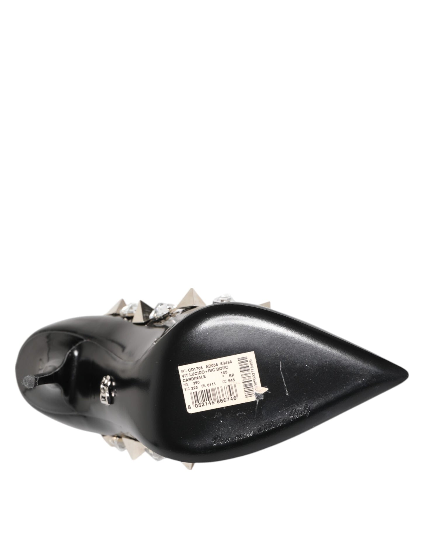 Black Crystals Studs Stiletto Pumps Shoes-Dolce & Gabbana-LabelTerrace.com