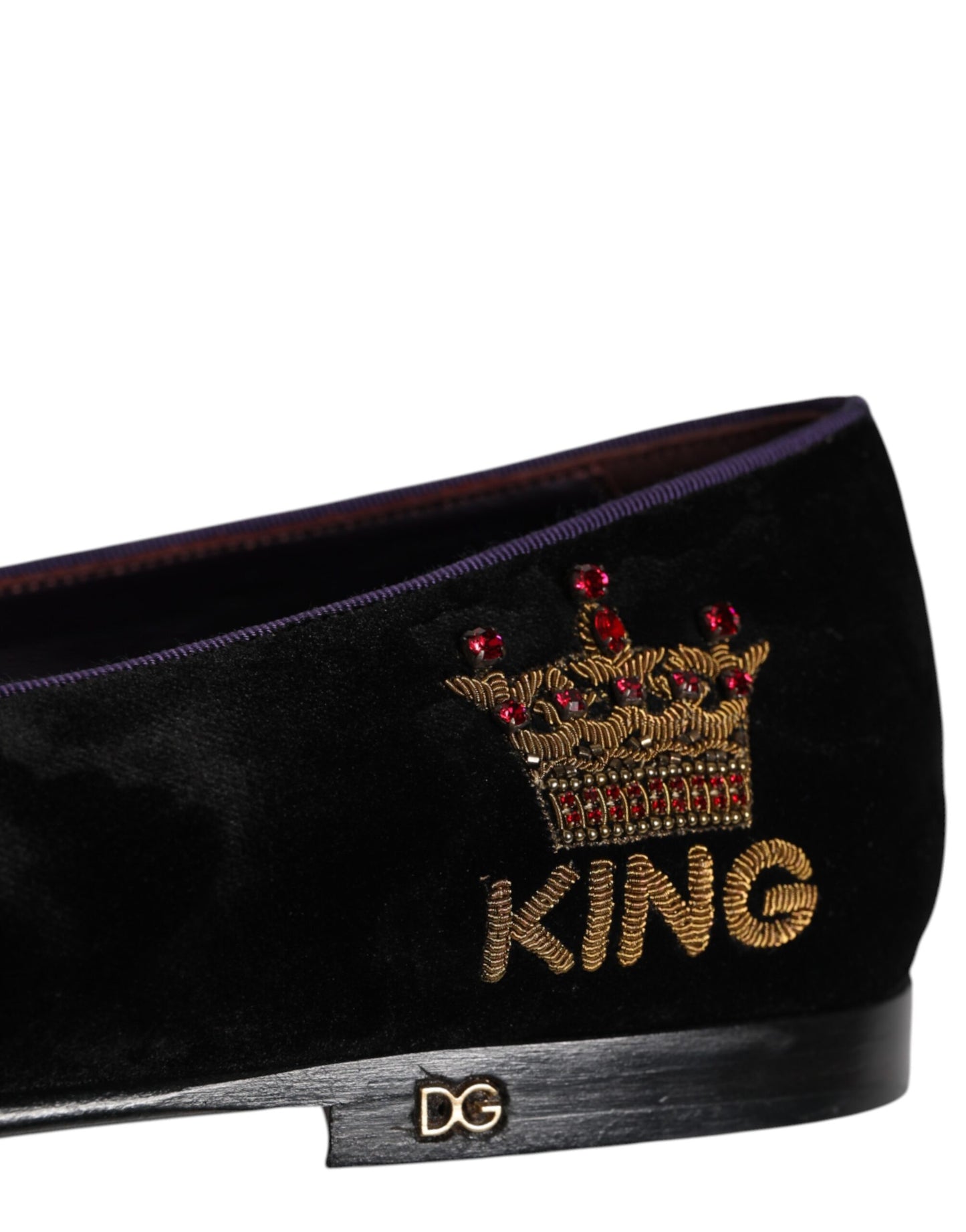 Black DG Crown Embroidery Loafers Slip On Shoes-Dolce & Gabbana-LabelTerrace.com