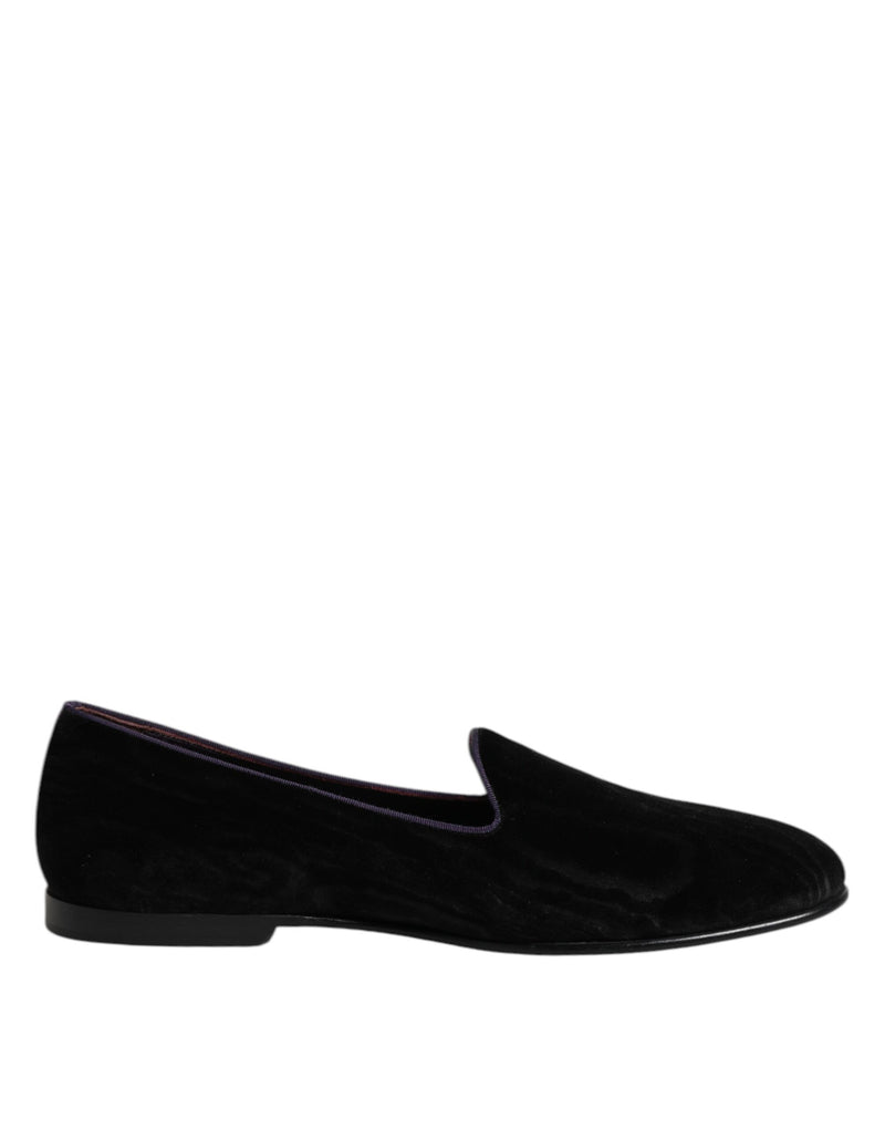 Black DG Crown Embroidery Loafers Slip On Shoes-Dolce & Gabbana-LabelTerrace.com