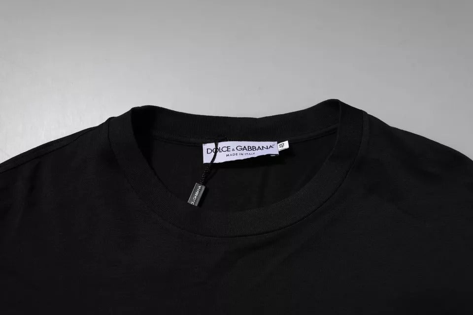 Black DG Logo Cotton Crew Neck T-shirt-Dolce & Gabbana-LabelTerrace.com