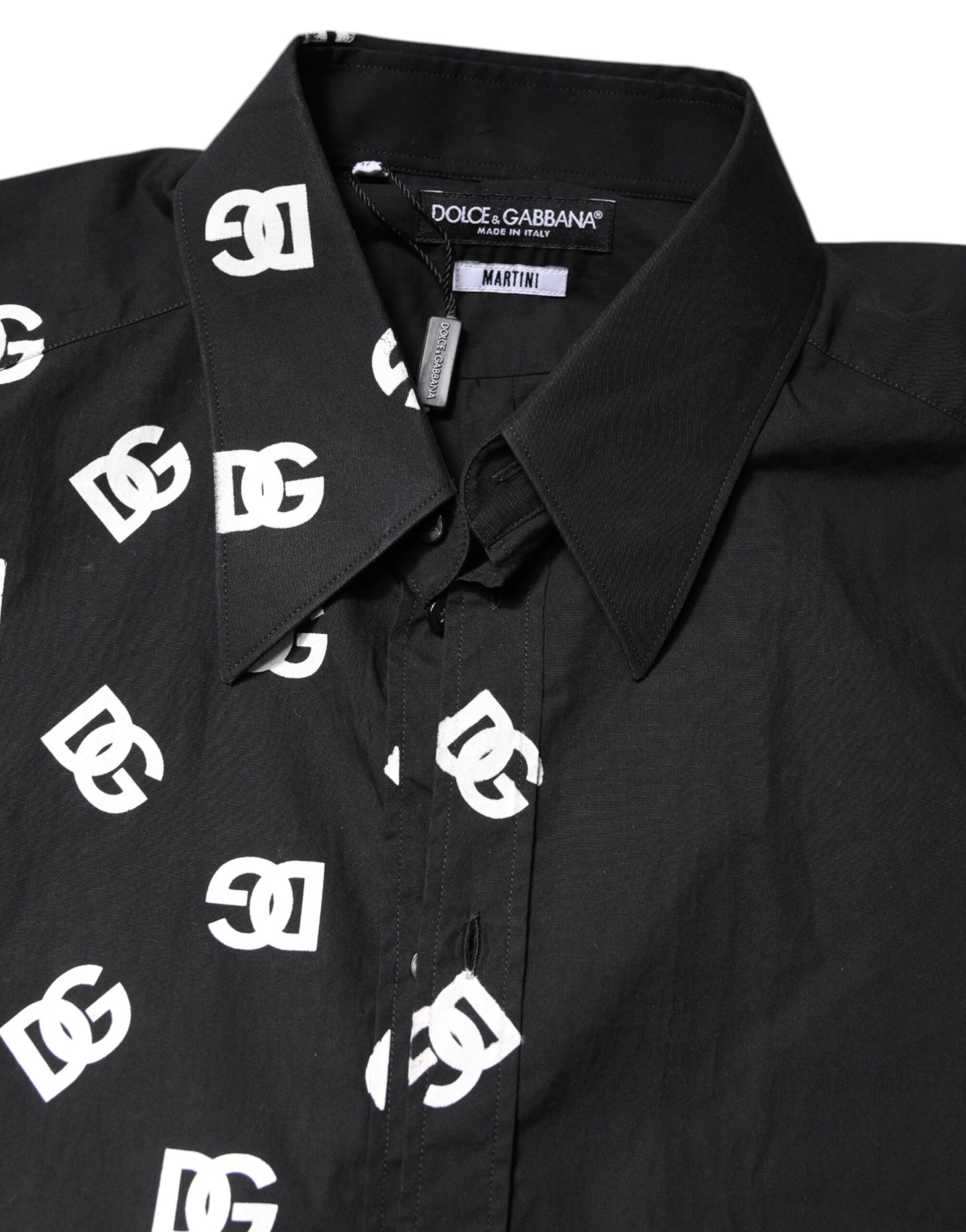 Black DG Logo Cotton MARTINI Dress Shirt-Dolce & Gabbana-LabelTerrace.com
