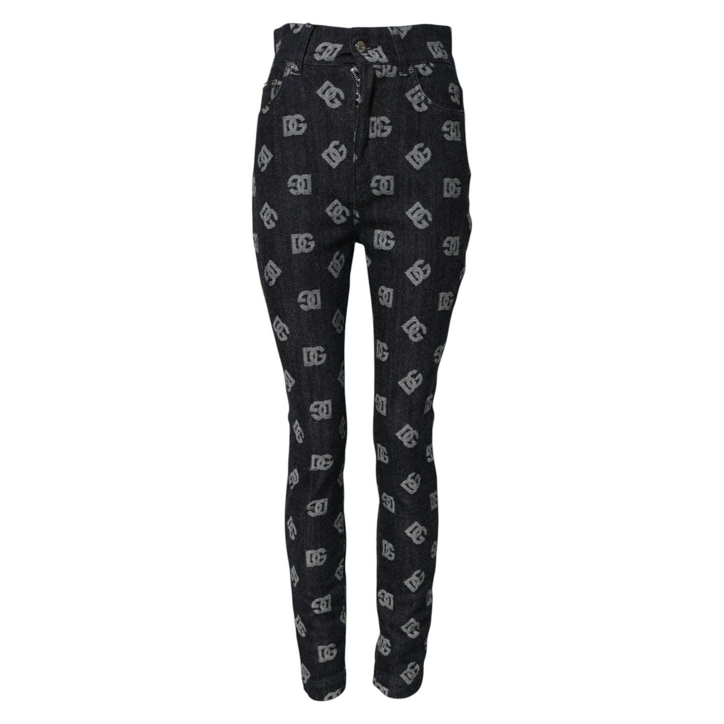 Black DG Logo High Waist Skinny Denim Jeans-Dolce & Gabbana-LabelTerrace.com