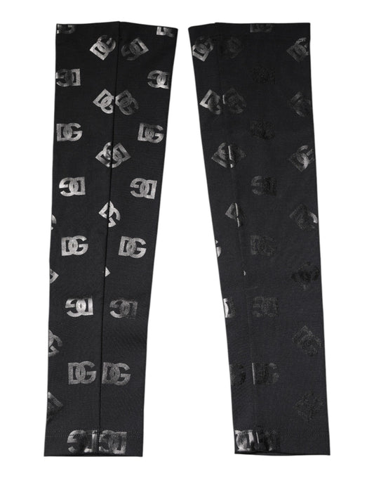 Black DG Logo Monogram Wool Stretch Arm Sleeves-Dolce & Gabbana-LabelTerrace.com
