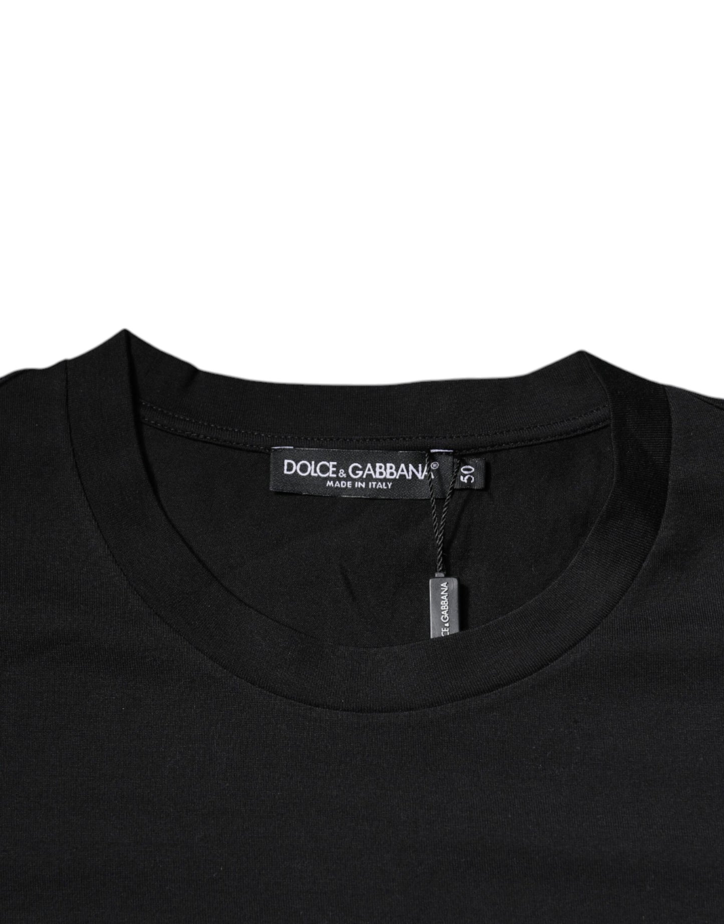 Black DG Logo Print Cotton Crew Neck T-shirt-Dolce & Gabbana-LabelTerrace.com