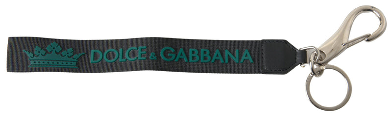 Black DG Logo Rubber Silver Tone Metal Keychain-Dolce & Gabbana-LabelTerrace.com