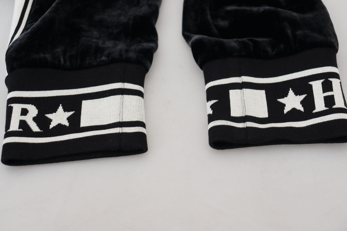 Black DG Logo Velvet Trouser Pants-Dolce & Gabbana-LabelTerrace.com