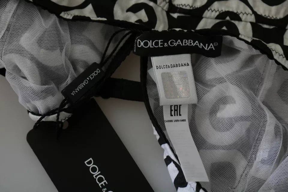 Black DG Mania Print Sleeveless Swimwear-Dolce & Gabbana-LabelTerrace.com