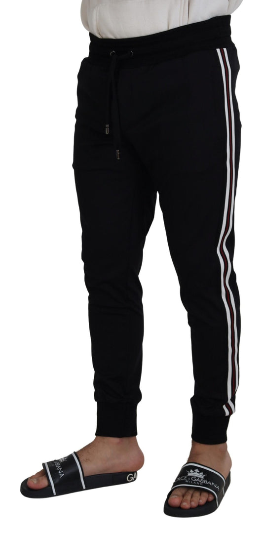 Black DG Print Mens Jogger Pants-Dolce & Gabbana-LabelTerrace.com