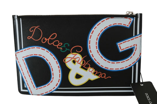 Black DG Print Mens Zipper Coin Purse Leather Wallet-Dolce & Gabbana-LabelTerrace.com