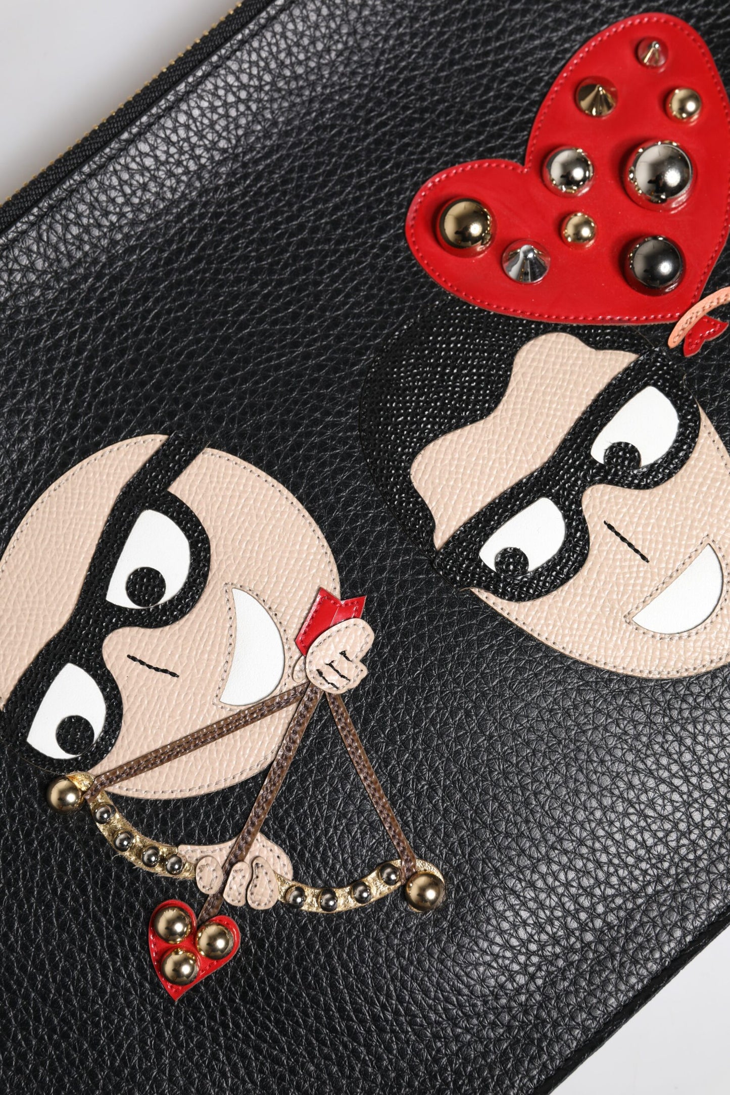Black #DGFamily Embellished Leather Clutch Bag-Dolce & Gabbana-LabelTerrace.com