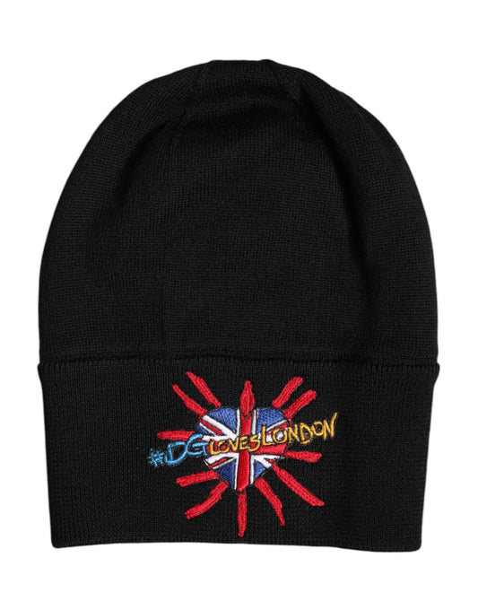 Black #DGLOVESLONDON Knitted Beanie Hat-Dolce & Gabbana-LabelTerrace.com