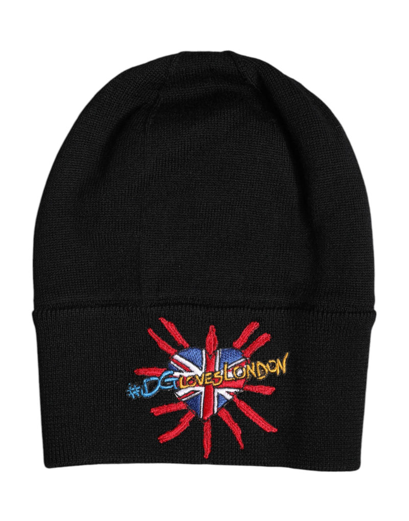 Black #DGLOVESLONDON Knitted Beanie Hat-Dolce & Gabbana-LabelTerrace.com