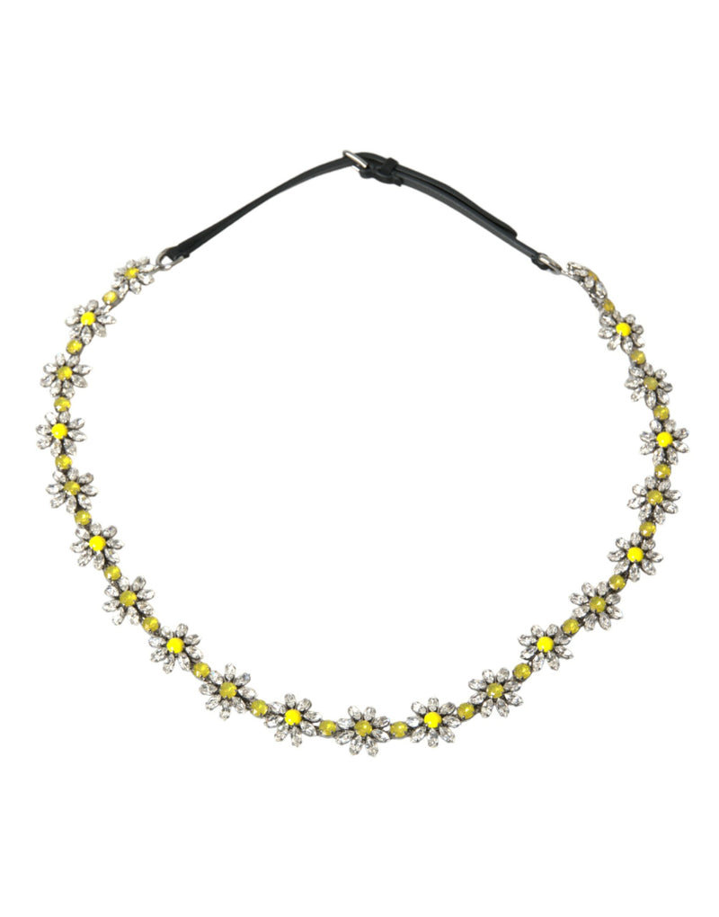 Black Daisy Crystal Dauphine Waist Belt-Dolce & Gabbana-LabelTerrace.com