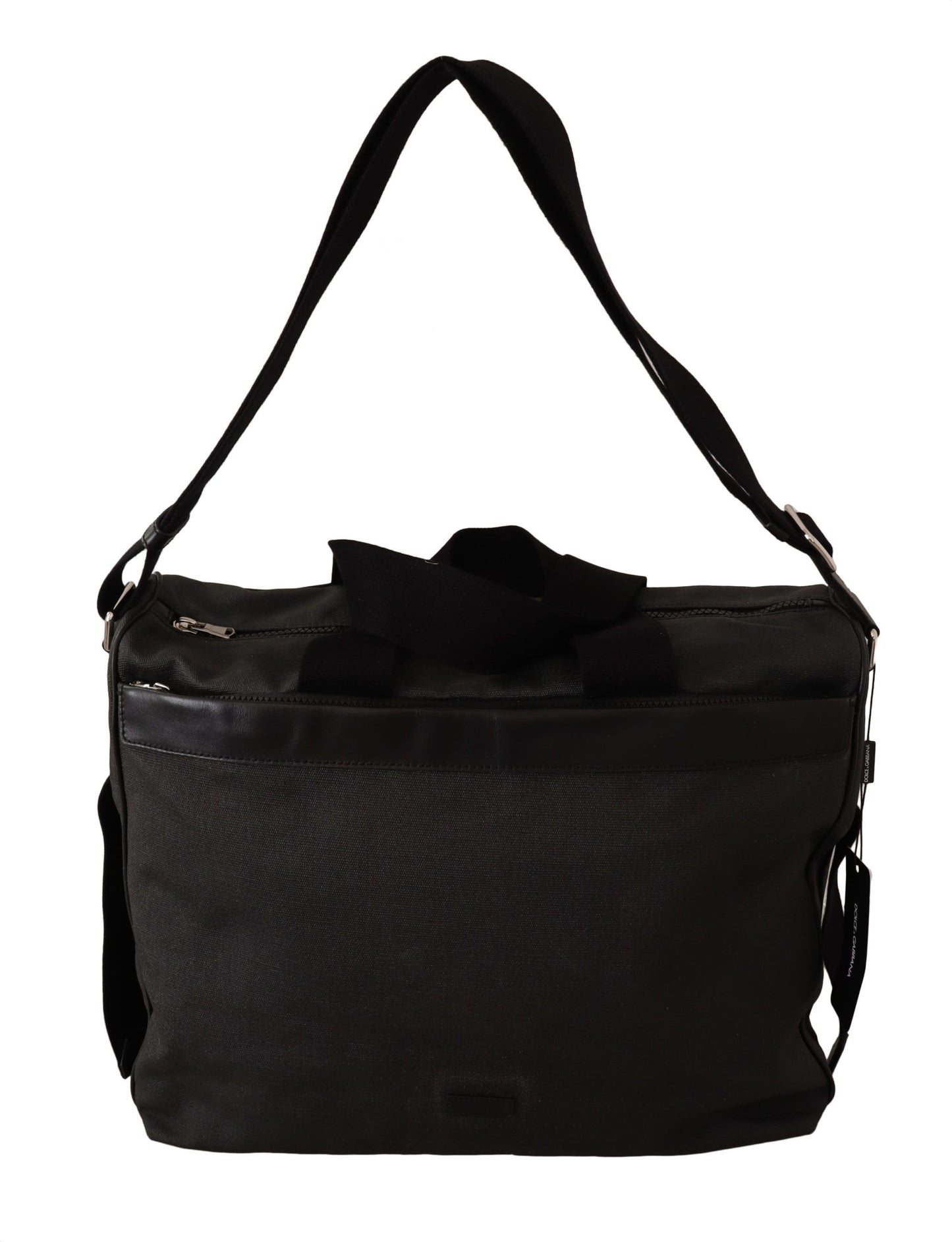 Black Denim Leather Shoulder Strap Messenger Bag-Dolce & Gabbana-LabelTerrace.com