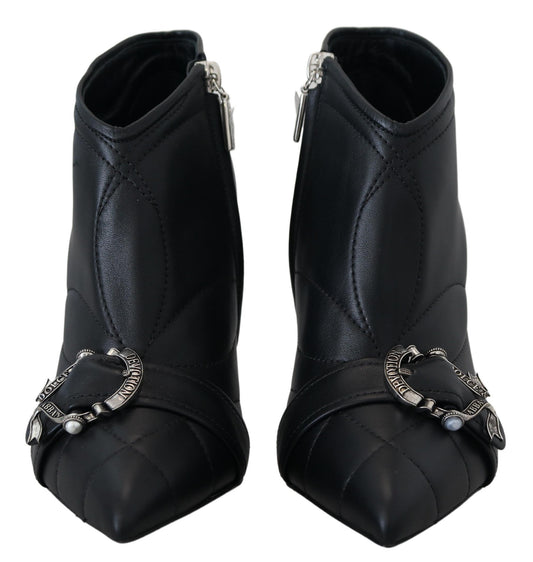 Black Devotion Quilted Buckled Ankle Boots Shoes-Dolce & Gabbana-LabelTerrace.com