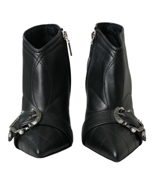 Black Devotion Quilted Buckled Boots Shoes-Dolce & Gabbana-LabelTerrace.com