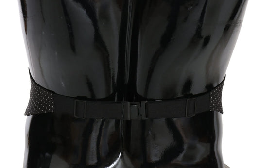 Black Dotted Waist Belt Silk Cummerbund-Dolce & Gabbana-LabelTerrace.com