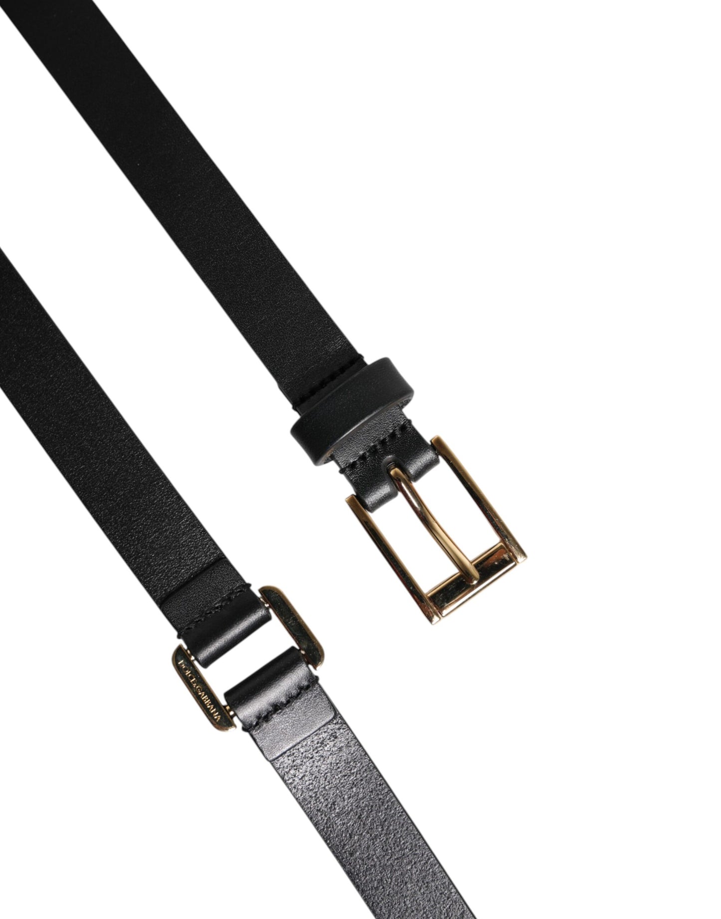 Black Double Strap Leather Gold Buckle Belt-Dolce & Gabbana-LabelTerrace.com
