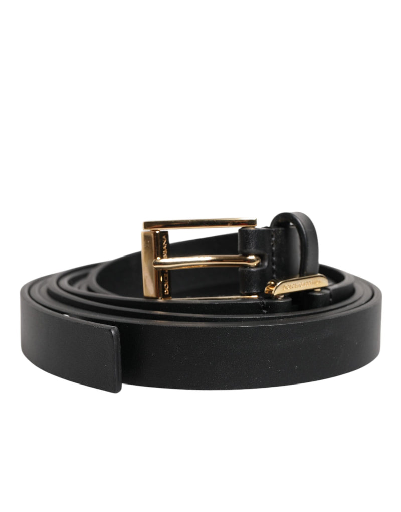 Black Double Strap Leather Gold Buckle Belt-Dolce & Gabbana-LabelTerrace.com