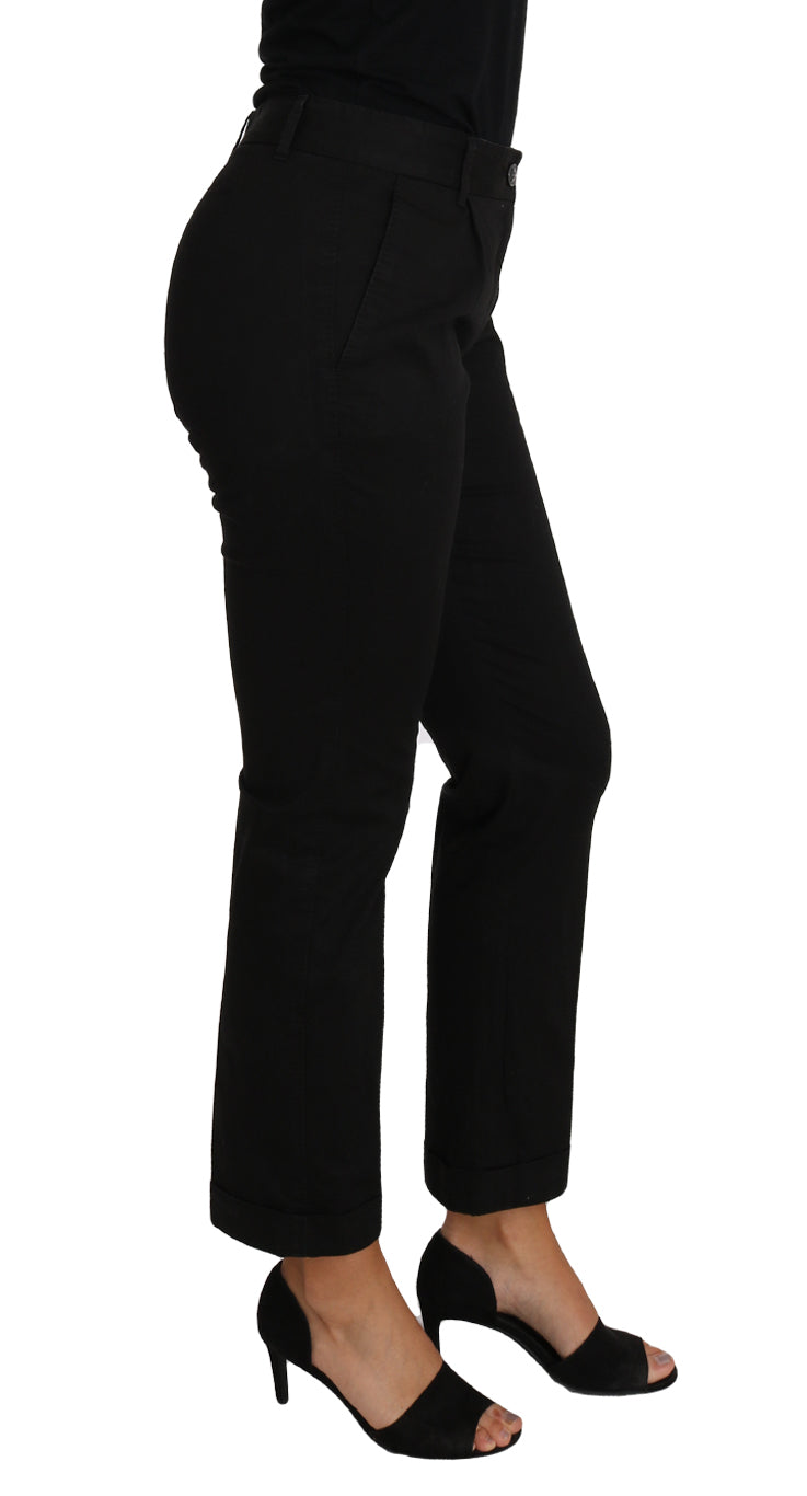 Black Dress Cropped Straight Straight Pants-Dolce & Gabbana-LabelTerrace.com