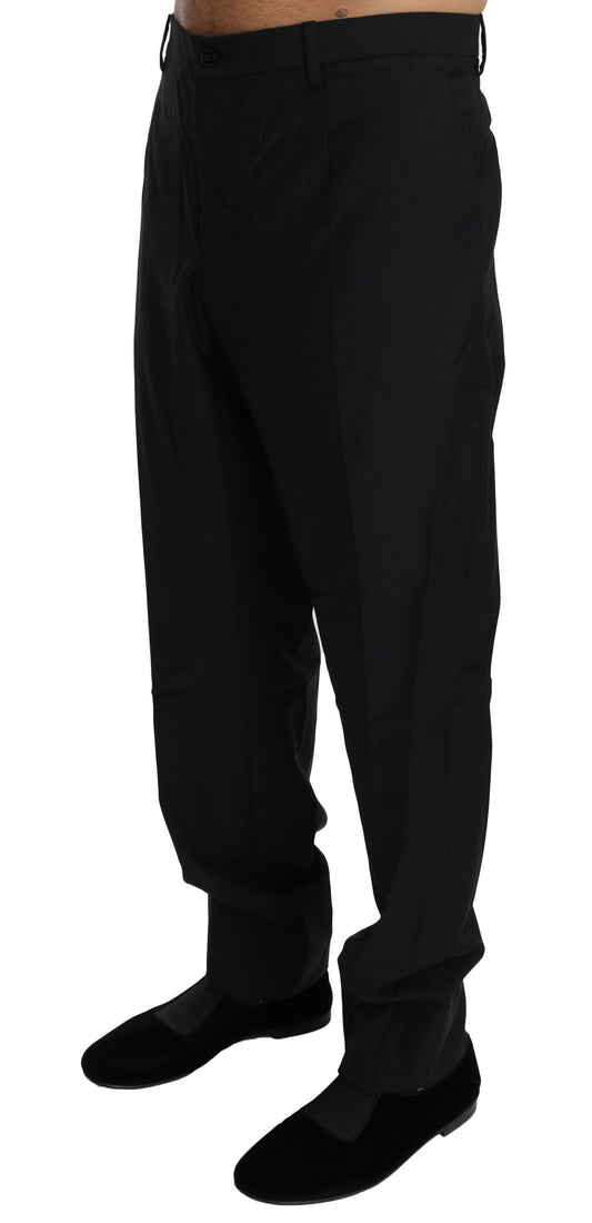 Black Dress Formal Trouser Men Wool Pants-Dolce & Gabbana-LabelTerrace.com