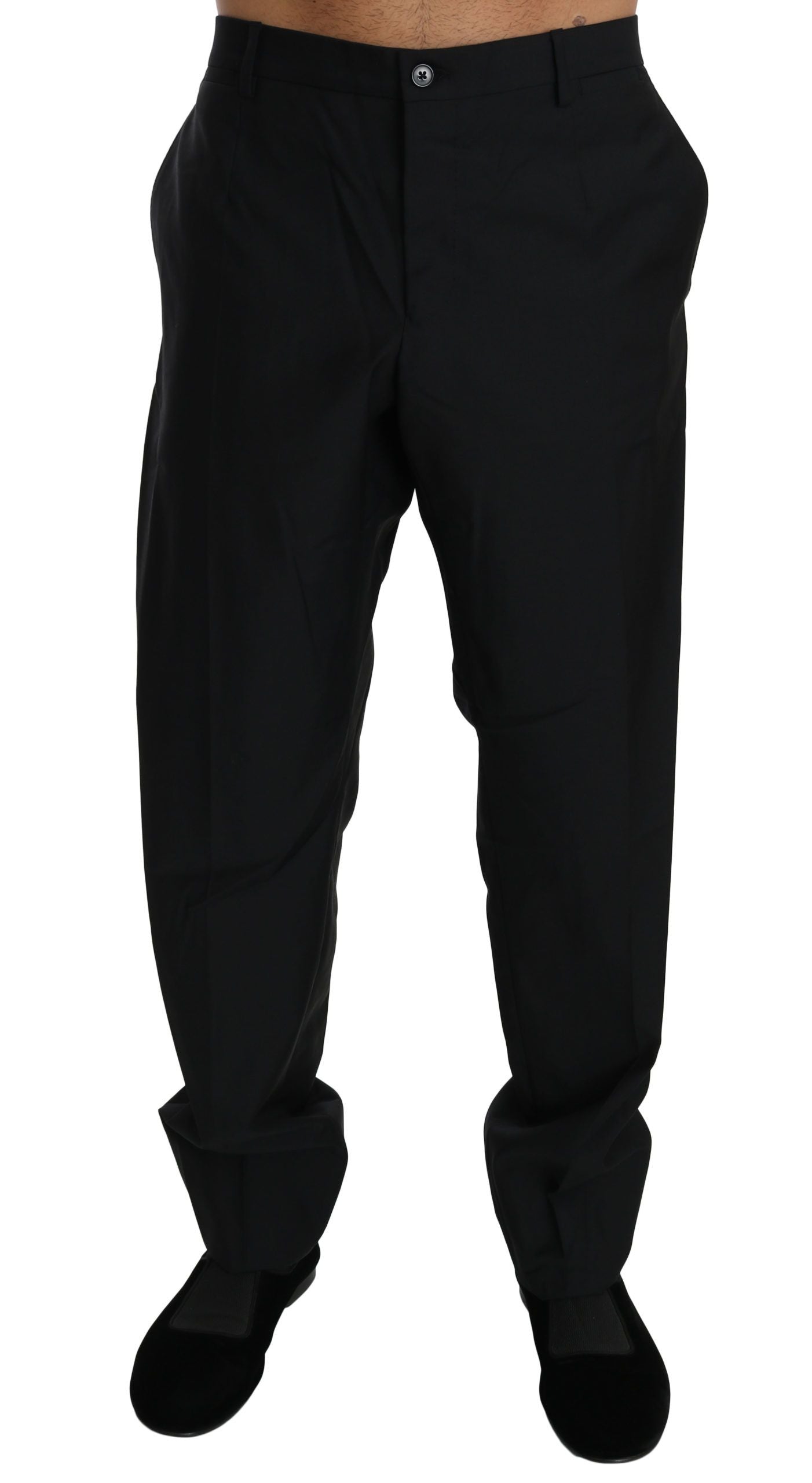 Black Dress Formal Trouser Men Wool Pants-Dolce & Gabbana-LabelTerrace.com
