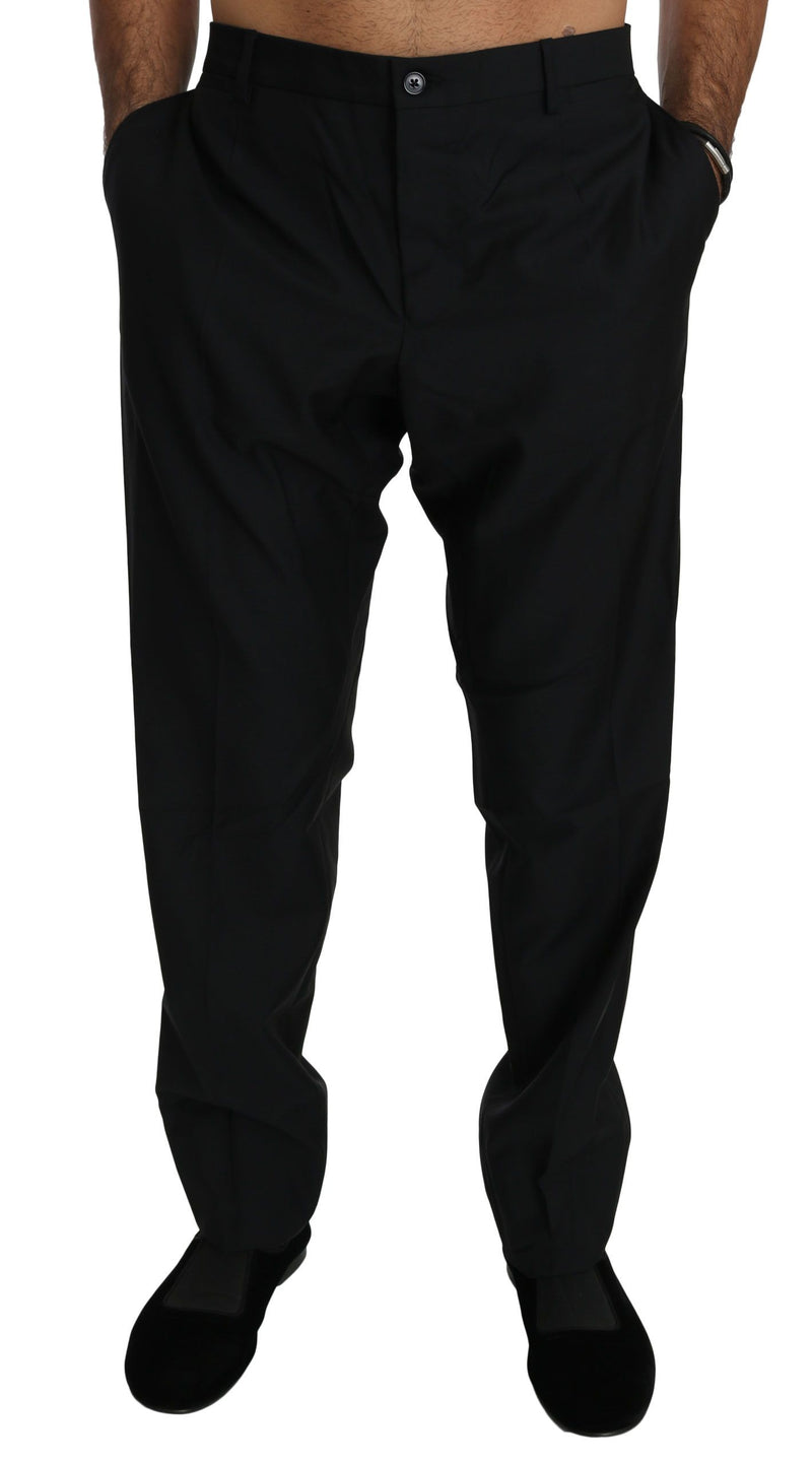 Black Dress Formal Trouser Men Wool Pants-Dolce & Gabbana-LabelTerrace.com