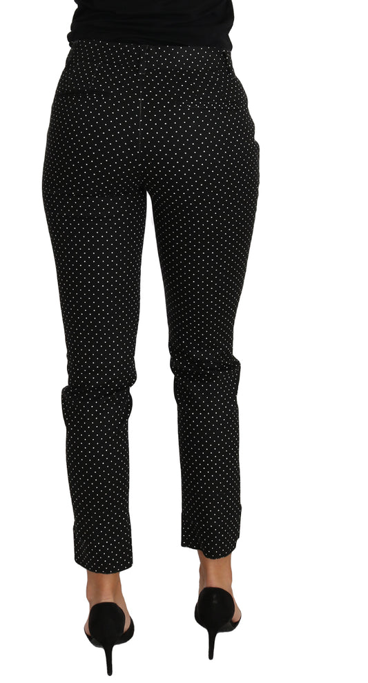 Black Dress Polka Dot Cropped Straight Pants-Dolce & Gabbana-LabelTerrace.com