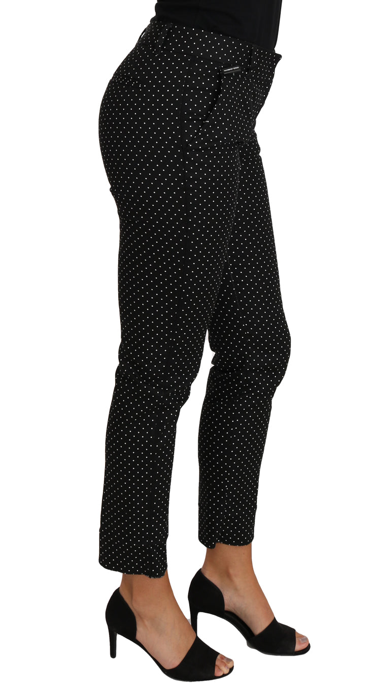 Black Dress Polka Dot Cropped Straight Pants-Dolce & Gabbana-LabelTerrace.com