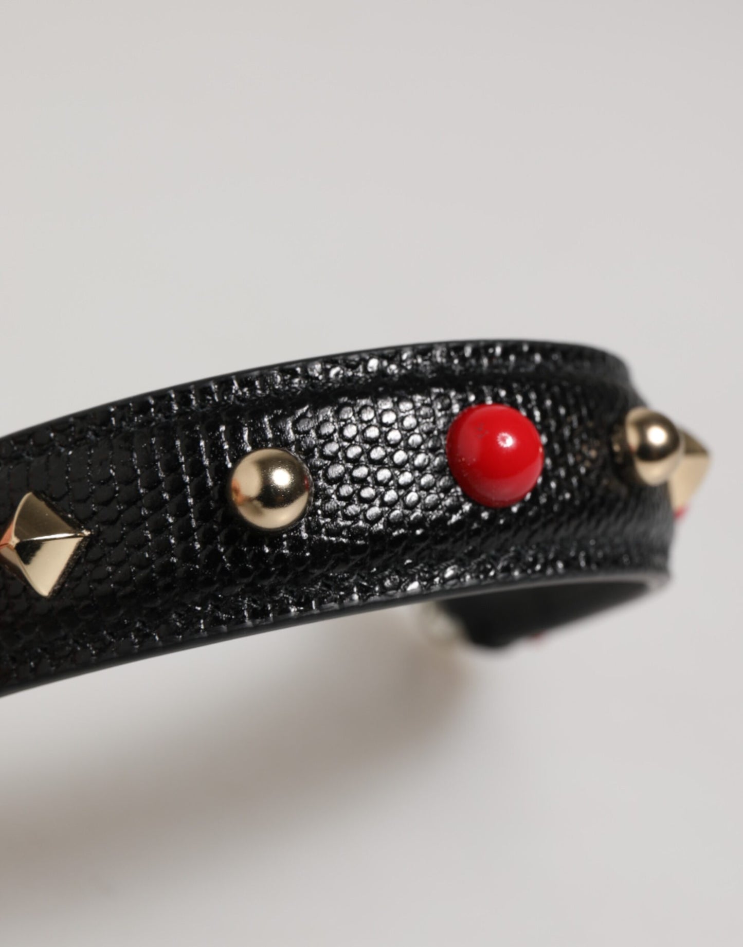 Black Embellished Leather Bag Handle Women Shoulder Strap-Dolce & Gabbana-LabelTerrace.com