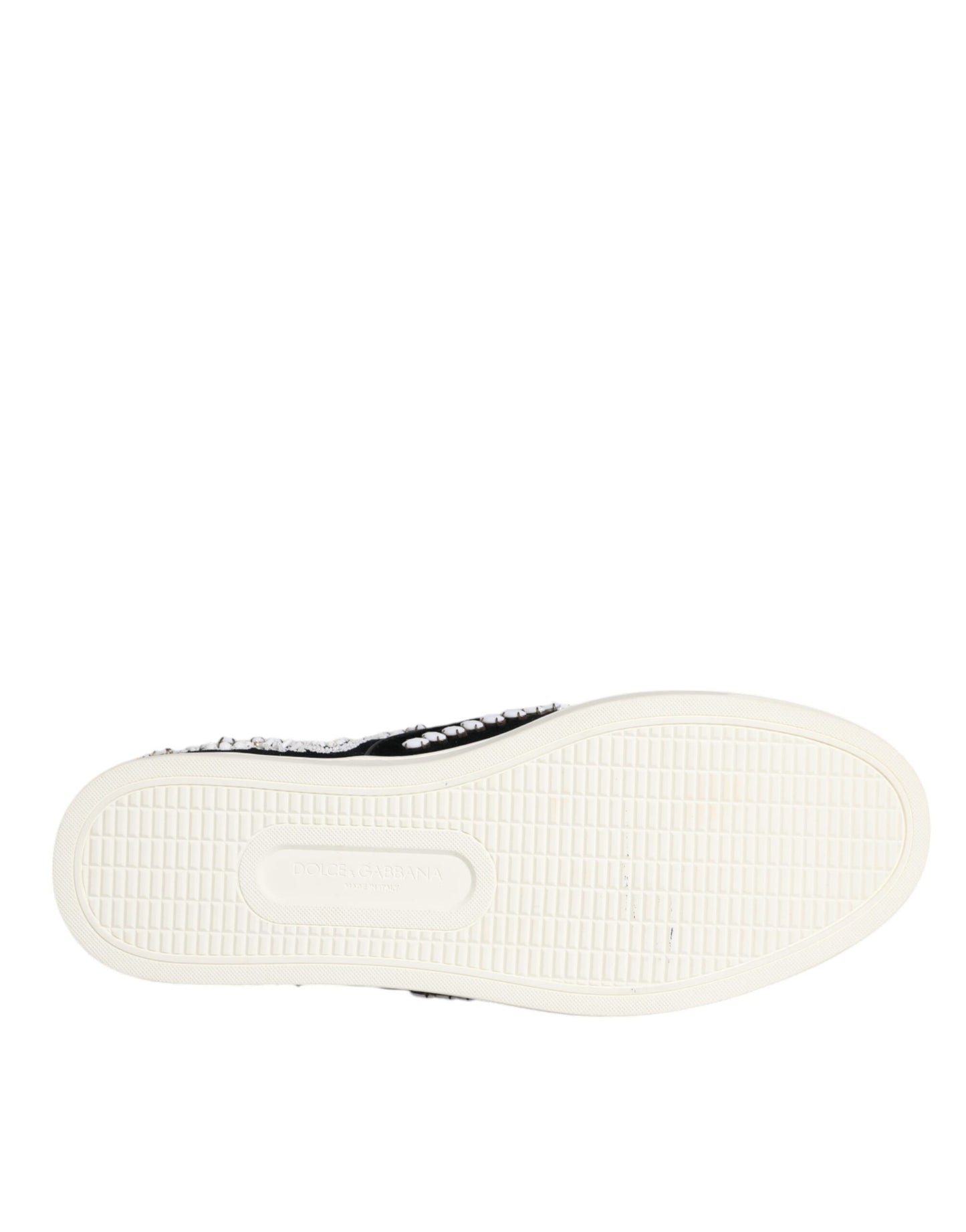 Black Embellished London Men Slip On Shoes-Dolce & Gabbana-LabelTerrace.com