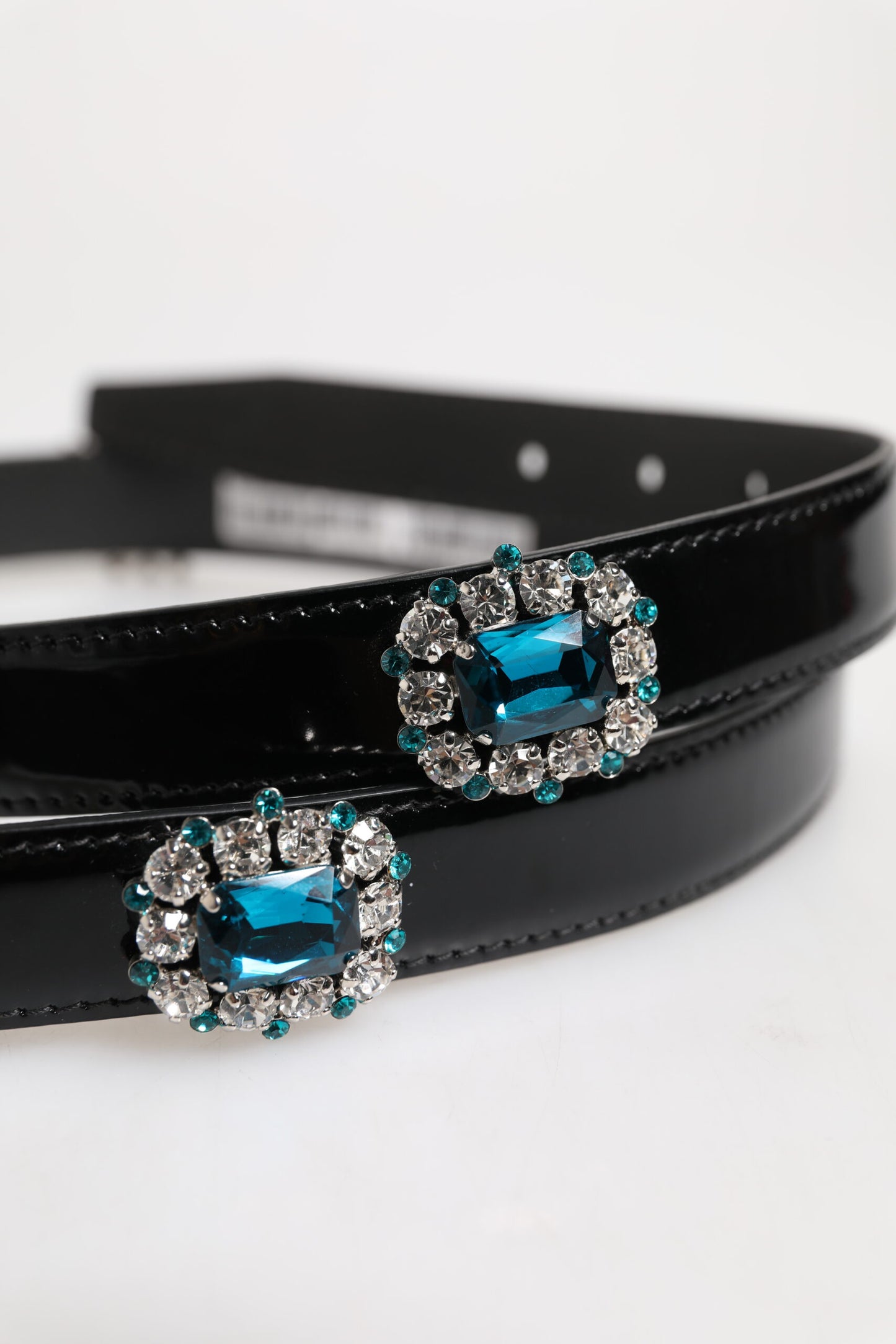 Black Embellished Metal Logo Buckle Belt-Dolce & Gabbana-LabelTerrace.com