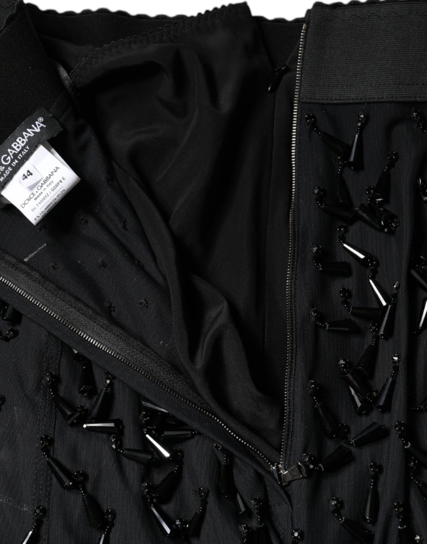 Black Embellished Pencil Cut Midi Skirt-Dolce & Gabbana-LabelTerrace.com